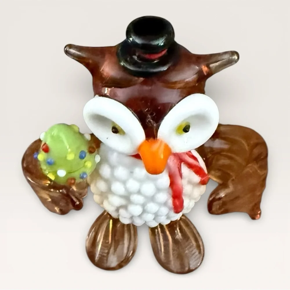 Pier 1 Imports Hand-Blown Art Glass Owl Figurine - New in Box